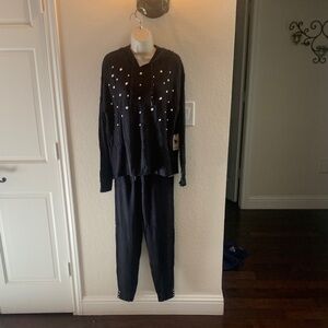 PJ Salvage Black Jumpsuit with Pearl Details